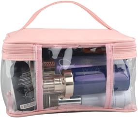 img 2 attached to 💼 Large Waterproof Clear Makeup Bag with Internal Pocket, Heavy Duty Cosmetics Organizer for Travel or Home Use, Transparent PVC Toiletry Storage Pouch with Handle (Pink)