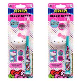 img 2 attached to 🐱 Convenient Hello Kitty Children Toothbrush Set - 2 Pack with Travel Cap and Suction Cup