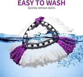img 1 attached to 🧹 Convenient 4-Pack Microfiber Spin Mop Refill - Purple & White - 360° Easy Cleaning - Quality Mop Replacement Heads