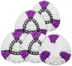 img 4 attached to 🧹 Convenient 4-Pack Microfiber Spin Mop Refill - Purple & White - 360° Easy Cleaning - Quality Mop Replacement Heads