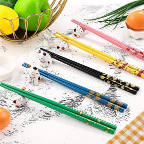 img 1 attached to 🥢 Colorful Animal-themed Reusable Chopsticks Set - Perfect for Home, School, and Kitchen Use