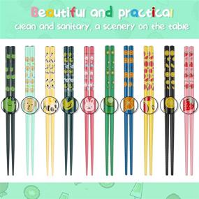 img 2 attached to 🥢 Colorful Animal-themed Reusable Chopsticks Set - Perfect for Home, School, and Kitchen Use