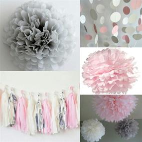 img 1 attached to 🎉 Baby Girl's 1st Birthday Party Decorations: Pink Grey Tissue Pom Poms, Garlands & Frozen Elephants!