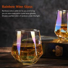 img 2 attached to 💎 Diamond Stemless Wine Glass Set of 4 - Iridescent Glassware for Modern Rainbow Wine Serving, including White Wine, Red Wine, Whiskey, Bourbon, and Cool Water - Perfect Gift Option for CUKBLESS Lovers