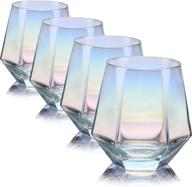 💎 diamond stemless wine glass set of 4 - iridescent glassware for modern rainbow wine serving, including white wine, red wine, whiskey, bourbon, and cool water - perfect gift option for cukbless lovers logo