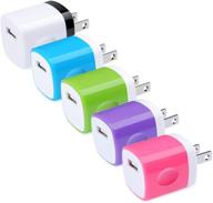 🔌 high-quality usb wall charger, hootek 5-pack usb plug 1a charging brick cube compatible with iphone 13/12/11/11 pro/xs max/x/8/7/6s plus, samsung galaxy s21 s20 s10e s9 s8 s7, note 20 10 9 8, android logo