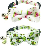 adoggygo cat collar breakaway with bell bowtie - cute pet kitten collar summer fruit print - cat bow tie collar for kitty cats - 2 pcs/set logo