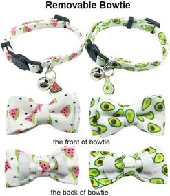 img 1 attached to ADOGGYGO Cat Collar Breakaway with Bell Bowtie - Cute Pet Kitten Collar Summer Fruit Print - Cat Bow Tie Collar for Kitty Cats - 2 pcs/Set