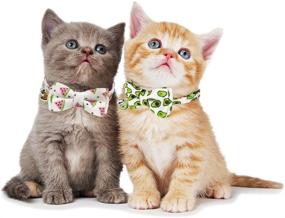 img 2 attached to ADOGGYGO Cat Collar Breakaway with Bell Bowtie - Cute Pet Kitten Collar Summer Fruit Print - Cat Bow Tie Collar for Kitty Cats - 2 pcs/Set