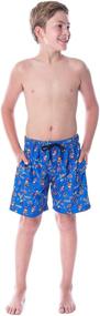 img 3 attached to Beyblade Burst Boys' Character Print Swim Trunks: Spinner Tops All Over Design