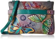 👜 anna by anuschka women's medium crossbody handbag - genuine leather, zip-top organizer with snap side logo