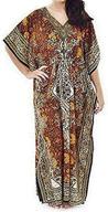 👗 three eye store women's plus size kaftan dress - beach cover up with tribal ethnic print, v-neck loose kimono maxi dress logo