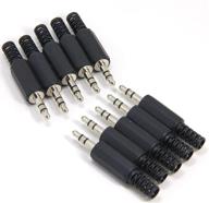 10-pack trs male plug 3 pole 1/8 inch 3.5mm solder 🔌 type diy audio cable connector | ideal for headphone and headset repair logo