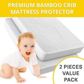 img 3 attached to 🛏️ 2-Pack Ultra Soft Crib Mattress Protector by Dellabella | Hypoallergenic Bamboo | Perfect Fit for Cribs & Toddler Beds | Soft, Breathable, & Quiet | Waterproof Crib Mattress Cover