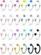 💍 scerring 16g septum jewelry: clear bioflex stainless steel horseshoe nose hoop rings, eyebrow, lip, earring, tragus barbells - piercing jewelry retainer (8-12mm, 12-24pcs) logo