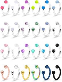 img 3 attached to 💍 SCERRING 16G Septum Jewelry: Clear Bioflex Stainless Steel Horseshoe Nose Hoop Rings, Eyebrow, Lip, Earring, Tragus Barbells - Piercing Jewelry Retainer (8-12mm, 12-24PCS)