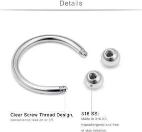 img 2 attached to 💍 SCERRING 16G Septum Jewelry: Clear Bioflex Stainless Steel Horseshoe Nose Hoop Rings, Eyebrow, Lip, Earring, Tragus Barbells - Piercing Jewelry Retainer (8-12mm, 12-24PCS)