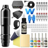 💉 wtk077 wormhole tattoo pen kit - rotary tattoo machine with power supply, 20 cartridge needles, 6 tattoo inks, 40 ink caps - complete beginners tattoo kit logo