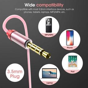 img 1 attached to 🎧 JAAMIRA Wired Earbuds with Microphone, Volume Control, Bass & Noise Cancelling - Over Ear Headphones with 3.5mm Jack - for Android, iPhone, Computer, Gaming, Workout - IPX4 Pink