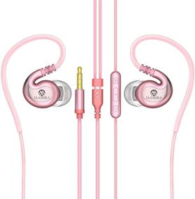 img 4 attached to 🎧 JAAMIRA Wired Earbuds with Microphone, Volume Control, Bass & Noise Cancelling - Over Ear Headphones with 3.5mm Jack - for Android, iPhone, Computer, Gaming, Workout - IPX4 Pink