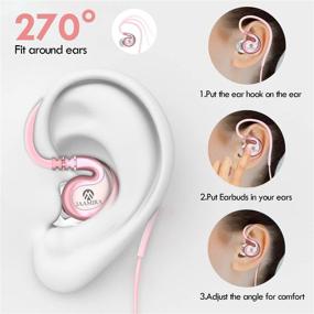 img 3 attached to 🎧 JAAMIRA Wired Earbuds with Microphone, Volume Control, Bass & Noise Cancelling - Over Ear Headphones with 3.5mm Jack - for Android, iPhone, Computer, Gaming, Workout - IPX4 Pink