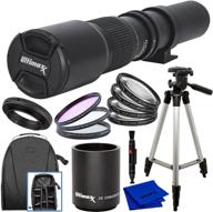 📷 ultimaxx preset 500mm (1000mm) f/8 telephoto lens kit for canon eos t3, t3i, t4i, t5, t5i, t6, t7 t6i, t6s, t7i, sl1, sl2, 60d, 70d, 77d, 80d, 5d iii, 5d iv, 6d, 7d, 7d ii & more - manual multi-coated lens logo