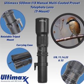 img 3 attached to 📷 Ultimaxx Preset 500mm (1000mm) f/8 Telephoto Lens Kit for Canon EOS T3, T3i, T4i, T5, T5i, T6, T7 T6i, T6s, T7i, SL1, SL2, 60D, 70D, 77D, 80D, 5D III, 5D IV, 6D, 7D, 7D II & More - Manual Multi-Coated Lens