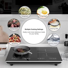 img 1 attached to VBGK Double Induction Cooktop: 2000W Countertop Burner Hot Plate with LCD Sensor Touch, Energy-Saving and Portable Induction Cooktops, Crystal Glass Surface, Suitable for Magnetic Cookware (Double Stove)