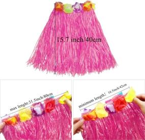 img 2 attached to 🌺 Fortuning's JDS Girl's Elastic Hawaiian Hula Dancer Grass Skirt with Flower Costume Set - Pink