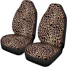 img 4 attached to 🐆 UNICEU Trendy Leopard Brown Wild Cheetah Print Car Seat Covers Set - 2 Pack Vehicle Seat Protectors for Auto Cars, Sedans, SUVs - Stylish Automotive Interior Covers