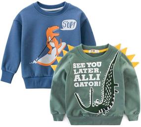 img 4 attached to Toddler Dinosaurs Sweatshirts Crewneck Pullover