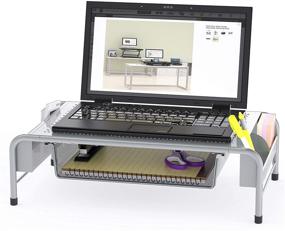 img 3 attached to 🖥️ Серебряный металлический подъемник монитора для стола с органайзером - SimpleHouseware