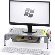 🖥️ silver metal desk monitor stand riser with organizer drawer - simplehouseware логотип