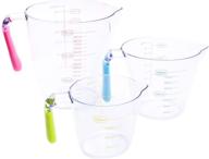 kufung kitchen baking plastic measuring cups set for dry and liquid ingredients - 3 piece cup set, assorted colors logo