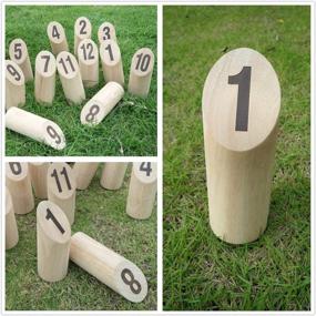 img 2 attached to Yard Bowling Toss Game - Kubb Yard Game Set with Carrying Bag - Outdoor Bowling Set for Adults and Kids - Rubberwood Viking Bowling - Wooden Lawn Bowling Set - Giant Lawn Games - Outdoor Games