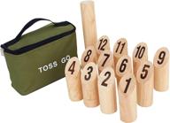 yard bowling toss game - kubb yard game set with carrying bag - outdoor bowling set for adults and kids - rubberwood viking bowling - wooden lawn bowling set - giant lawn games - outdoor games логотип