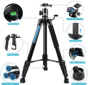 img 1 attached to 📸 INSTAFOTO 74'' Camera Tripod: Full Aluminum Ball Head, DSLR Tripod for Canon Nikon Cameras with 1/4'' Quick-Release Plate, Phone/Tablet Holder, Carry Bag - Max Load 17.6 lbs/8 kg