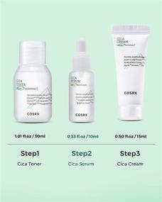 img 2 attached to 🌿 COSRX CICA-7 TSA Approved Travel Size Relief Kit: Pure Fit CICA Trial Set with Toner, Serum, Cream for Sensitive Skin. Centella Asiatica Formula for Soothing and Moisturizing.