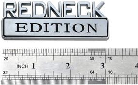 img 1 attached to 🚙 Enhance Your Ride with 2 Pack Redneck Edition Exterior Emblem Car Truck Boat Decal Logo Replacement for F-150 F250 F350 Silverado Ram 1500 (Chrome/Black)