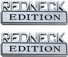 img 4 attached to 🚙 Enhance Your Ride with 2 Pack Redneck Edition Exterior Emblem Car Truck Boat Decal Logo Replacement for F-150 F250 F350 Silverado Ram 1500 (Chrome/Black)