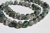 🌿 moss agate 8mm natural gemstone beads - high energy healing power for jewelry making, 1 strand 15.5 inch with 46-50 well-polished round beads - oxxysaon logo