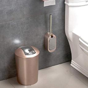 img 2 attached to 🚽 Effortless Hygiene: Nail-Free Rose Gold Wall Mount Toilet Brush Set with Self-Opening/Closing Lid - Stainless Steel Bathroom Accessory