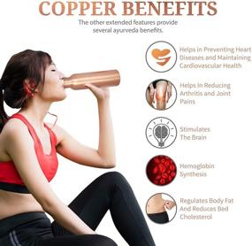 img 1 attached to 💧 1000ml Copper Water Bottle - Leak Proof Ayurveda Health Pitcher for Sport, Fitness, Yoga - 34 oz