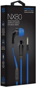 img 1 attached to Naztech NX80 Stereo Earphones with NoiseHush Technology: High Fidelity Sound, Tangle-Free Cable, In-line Mic & Control Button - Blue/Black