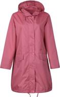 qzunique women's pink packable waterproof rain jacket poncho raincoat with hood - stay dry & stylish! logo