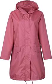 img 4 attached to QZUnique Women's Pink Packable Waterproof Rain Jacket Poncho Raincoat with Hood - Stay Dry & Stylish!