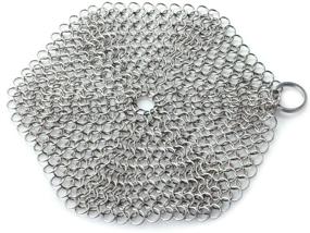 img 4 attached to 🧽 GAINWELL Steel Chainmail Scrubber – 7x7 inch Cast Iron Cleaner
