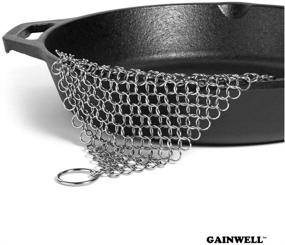 img 3 attached to 🧽 GAINWELL Steel Chainmail Scrubber – 7x7 inch Cast Iron Cleaner