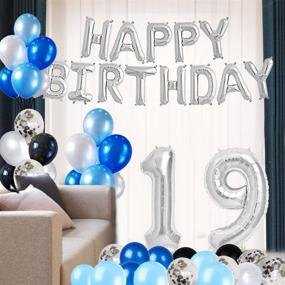 img 2 attached to 🎉 Risehy 19th Birthday Party Decorations Set - Foil Happy Birthday Banner, Number 19 Balloons, Star Shape Balloons, & More!