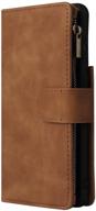 zzxx samsung galaxy s21 wallet case with card slot premium soft pu leather zipper flip folio wallet with wrist strap kickstand protective for samsung galaxy s21 case(brown 6 logo